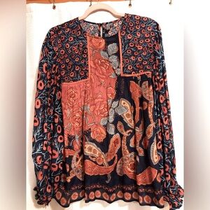 Bl^nk London Blouse - red/blue Print
